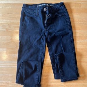 american eagle size 0 black jeans no holes or tears